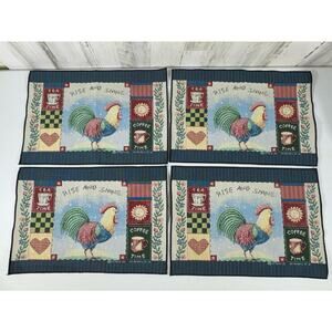 Coco Dowley Rooster Tapestry Placemats Set of 4 Rise And Shine Vintage Farmhouse